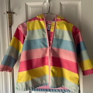 Little Me striped raincoat with hood and pockets
Size 4T